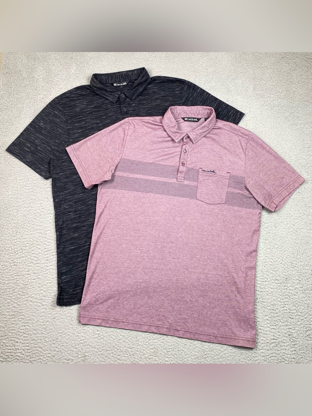 Lot of 2 - Travis Mathew Polo Shirts Men's Size L Performance Golf Short Sleeve